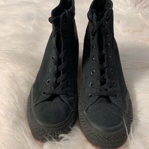 All Black Converse All Star Wedges